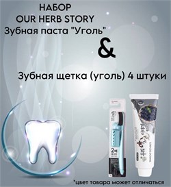 OUR HERB STORY Паста зубная "Уголь", 120 г + Misorang зубная щетка Wang Ta (уголь) 4 штуки NAB-36595 - фото 6739