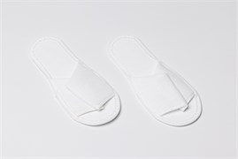 Тапочки с открытым мысом White line махровые на жесткой подошве нескользящие махра/ЭВА белые 1 пара 228908