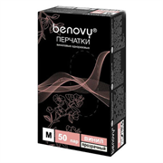 Перчатки виниловые ПРОЗРАЧНЫЕ неопудренные BENOVY Q размер M, 50 пар VK18042