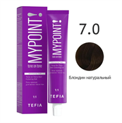 Tefia. Гель краска для волос тон в тон 7.0 блондин натуральный профессиональная MYPOINT 60 мл 65737