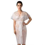 Чистовье  Халат-кимоно из SMS ЛЮКС с рукавами и поясом УНИВЕРСАЛЬНЫЙ БЕЛЫЙ, 5 шт/упк 02-189