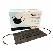 Маска медицинская одноразовая “ЧИСТОВЬЕ” (трехслойная, на резинках, черная) 100 шт/упак 602-858