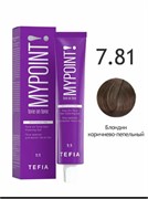TEFIA Гель-краска для волос тон в тон 7.81 блондин коричнево-пепельный 60 мл 168035